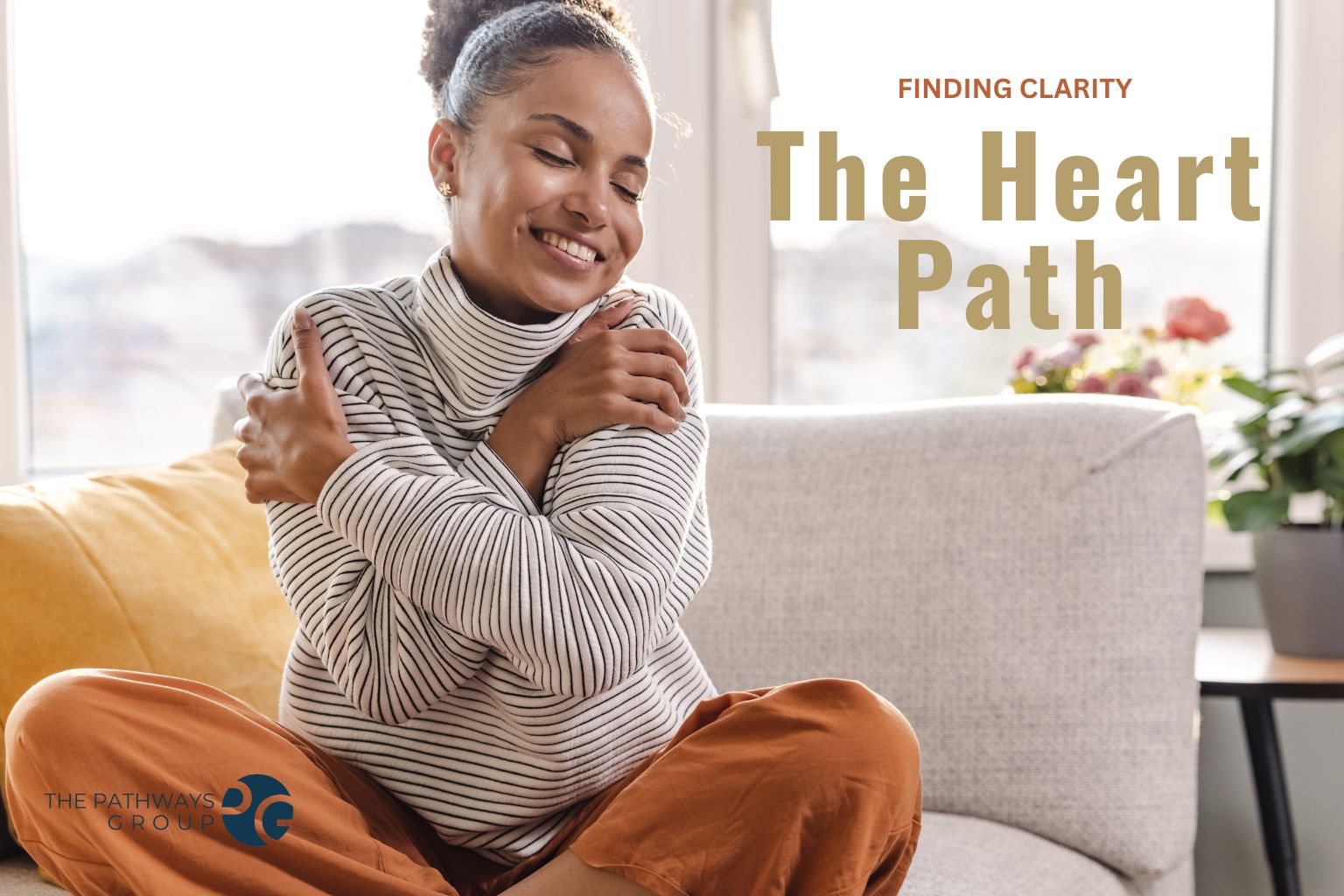 heart path woman hugging herself
